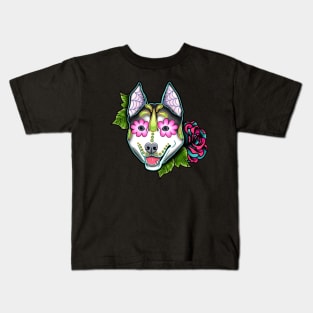 Husky - Malamute - Day of the Dead Sugar Skull Dog Kids T-Shirt